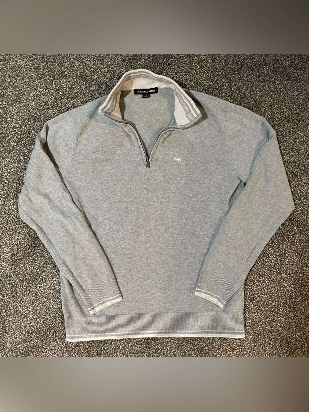 Michael Kors Men's Light Gray Half-Zip Pullover Sweater
